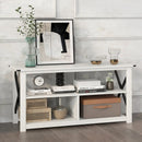 3 Tier Wood TV Stand for 55-Inch with Open Shelves and X-Shaped Frame by LJGDeals