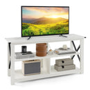 3 Tier Wood TV Stand for 55-Inch with Open Shelves and X-Shaped Frame by LJGDeals