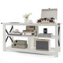 3 Tier Wood TV Stand for 55-Inch with Open Shelves and X-Shaped Frame by LJGDeals