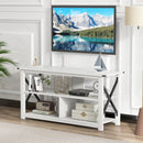 3 Tier Wood TV Stand for 55-Inch with Open Shelves and X-Shaped Frame by LJGDeals