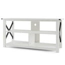 3 Tier Wood TV Stand for 55-Inch with Open Shelves and X-Shaped Frame by LJGDeals