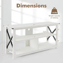 3 Tier Wood TV Stand for 55-Inch with Open Shelves and X-Shaped Frame by LJGDeals
