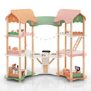 3-Tier Wooden Dollhouse for Kids Aged 3-8 Years Old with 32 Pieces of Accessories-Multicolor by LJGDeals