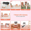 3-Tier Wooden Dollhouse for Kids Aged 3-8 Years Old with 32 Pieces of Accessories-Multicolor by LJGDeals