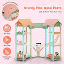 3-Tier Wooden Dollhouse for Kids Aged 3-8 Years Old with 32 Pieces of Accessories-Multicolor by LJGDeals