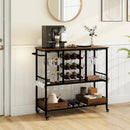 3 Tiers Bar Cart on Wheels with Glass Racks by LJGDeals