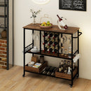 3 Tiers Bar Cart on Wheels with Glass Racks by LJGDeals
