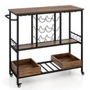 3 Tiers Bar Cart on Wheels with Glass Racks by LJGDeals