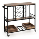 3 Tiers Bar Cart on Wheels with Glass Racks by LJGDeals