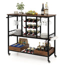 3 Tiers Bar Cart on Wheels with Glass Racks by LJGDeals