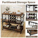 3 Tiers Bar Cart on Wheels with Glass Racks by LJGDeals
