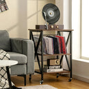 3 Tiers Vintage Style Rolling End Table with 3 Dividers for Albums-Brown by LJGDeals