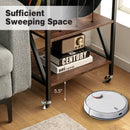 3 Tiers Vintage Style Rolling End Table with 3 Dividers for Albums-Brown