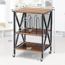 3 Tiers Vintage Style Rolling End Table with 3 Dividers for Albums-Brown by LJGDeals
