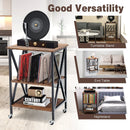 3 Tiers Vintage Style Rolling End Table with 3 Dividers for Albums-Brown by LJGDeals