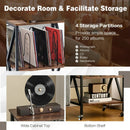 3 Tiers Vintage Style Rolling End Table with 3 Dividers for Albums-Brown by LJGDeals