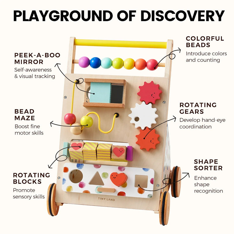 Tiny Land® Premium Natural Wooden Activity Walker, photo 6 of 10