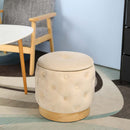 15" Tall Ottoman Velvet with Storage (Beige) by JHY DESIGN