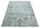 8x10 Ivory, Brown and Gray Modern Oushak Handmade Art Silk Area Rug by The Rug Decor