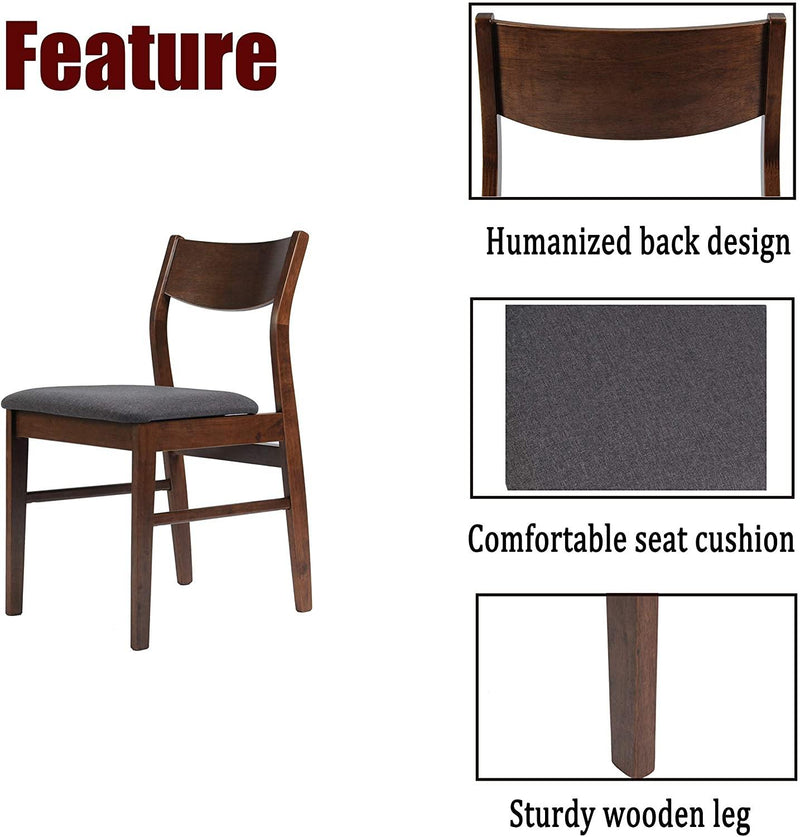 2 Pack Wooden Chairs with Cushioned Seat for Dining Room Set of 2 Upholstered Chairs with Back