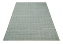 Hand Made 8x10 Modern Geometric striped Beige and Silver Scandinavian Blended Wool Flatwoven Area Rug | KE11