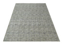 Checkered 8x10 Hand Made Gray, Black and Silver Scandinavian Blended Wool Flatwoven Area Rug | KE37
