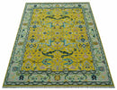 Custom Made Traditional Oushak Design mustard Hand Knotted Wool Area Rug