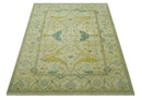 Hand Knotted Beige and Gray 8x10 Traditional Oriental Oushak wool area rug by The Rug Decor