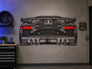 Aventador SVJ Back View Metal Neon Car Wall Art - MTN0262