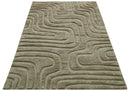 Custom Made Modern Contemporary Beige And Gray Hand Knotted Wool Rug