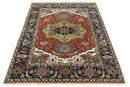 Fine Olive, Brown and Blue Traditional Floral Hand knotted look 8x10 wool Area Rug