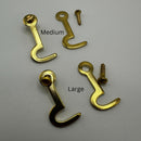 Brass Latch Hook Brass-Plated Stamped Steel, Available in Medium and Large Sizes