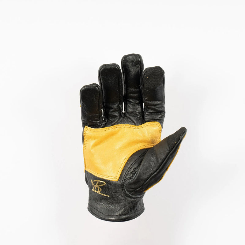 Leather Gloves - Buffalo Skeleton  Motorcycle Astrapí (Lightning)-Black-Gold