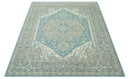 Custom Made Hand Knotted Blue, Ivory, Camel and Gray Traditional Heriz wool rug