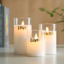 Glass Wax Battery LED Candles ( Set of 3 ) by JHY DESIGN