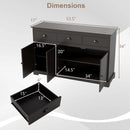 3 Drawers Sideboard Buffet Storage with Adjustable Shelves-Brown