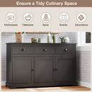 3 Drawers Sideboard Buffet Storage with Adjustable Shelves-Brown