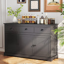 3 Drawers Sideboard Buffet Storage with Adjustable Shelves-Brown