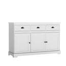 3 Drawers Sideboard Buffet Storage with Adjustable Shelves-Brown by DirectDeals