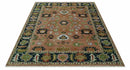 Peach, Blue and Green Traditional Oushak hand knotted 8x10 wool area rug by The Rug Decor