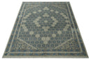 8x9.9 Gray, Ivory and Beige Honeycomb Traditional Hand Knotted Wool Area Rug