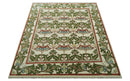 Hand Knotted Ivory and Green Floral Traditional Antique Style Wool Area Rug by The Rug Decor
