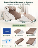 LX5 4-Piece Support for Shoulder & Upper Body Rest, Orthopedic Bed Wedge Pillow Set, Almond Brown