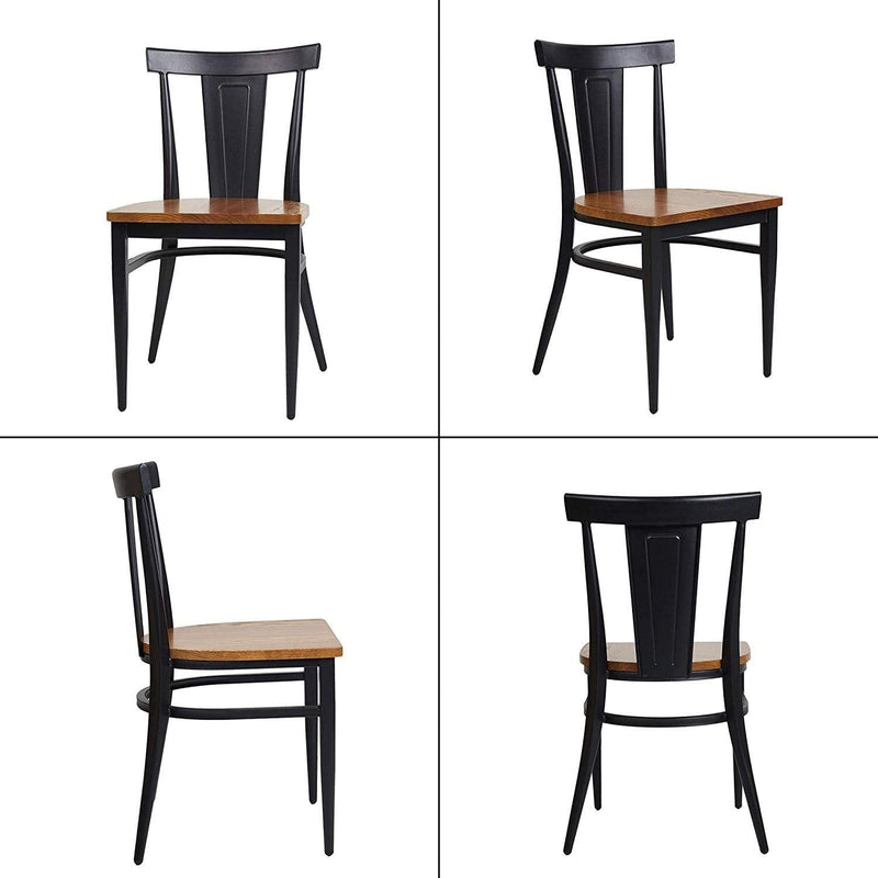 Dining Room Side Chair Set of 2 Wood Kitchen Chairs with Metal Legs