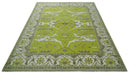 Bright Green and Ivory Hand knotted Oriental Oushak 9x12 wool Area Rug by The Rug Decor