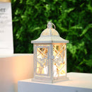 9.5” High Rustic Metal Lantern Candle Holder For Home DecorWhite With Gold Brush by JHY DESIGN