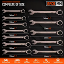 2/10/12/24 PCS Ratcheting Wrench Set SAE Metric - Steel Combination Spanner Kit by 2Dropme