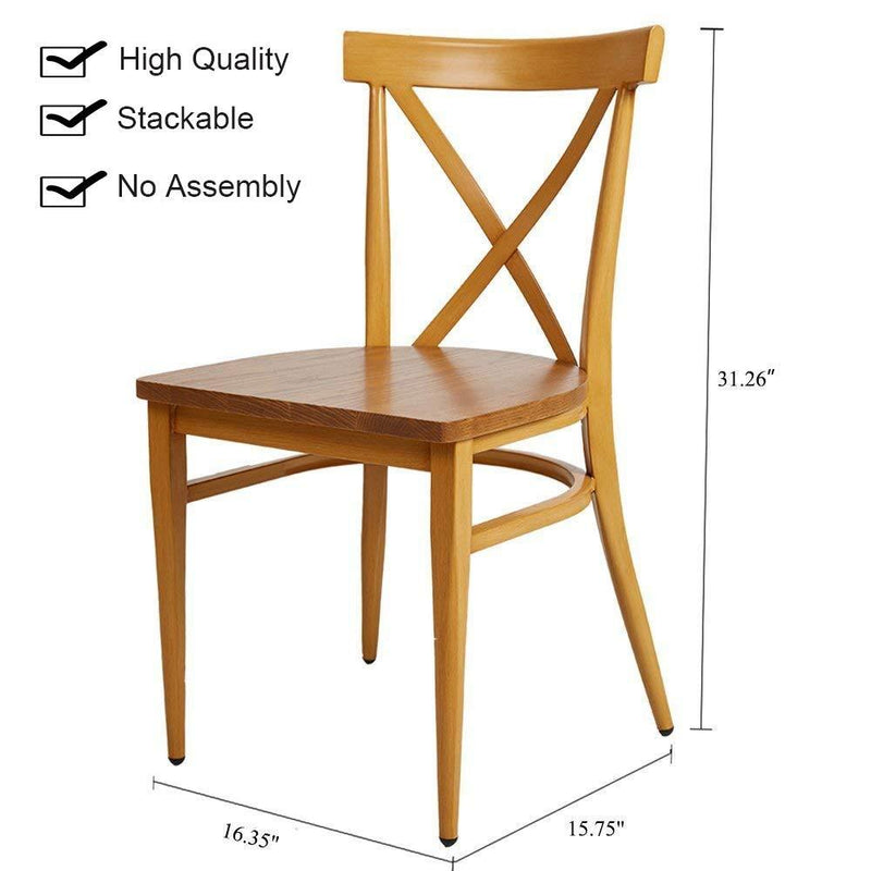 Stackable Side Chairs with Solid Wood Seat&Sturdy Metal Legs, Yellow