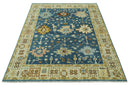 Hand knotted Blue and Beige 8x10 Traditional Oushak wool area rug by The Rug Decor