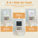 3-in-1 Kids Art Easel with Magnetic Whiteboard & Chalkboard